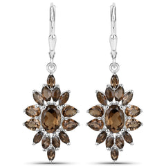 16.36 Carat Genuine Smoky Quartz .925 Sterling Silver 3 Piece Jewelry Set (Ring, Earrings, and Pendant w/ Chain)