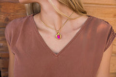 Golden Angel Wings Heart Cremation Urn Necklace With Gemstone