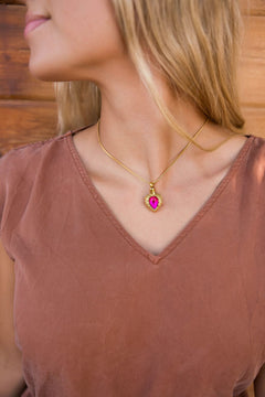 Golden Angel Wings Heart Cremation Urn Necklace With Gemstone