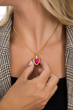 Golden Angel Wings Heart Cremation Urn Necklace With Gemstone