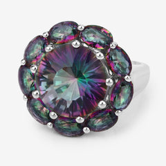 11.45 Carat Genuine Rainbow Quartz .925 Sterling Silver Ring