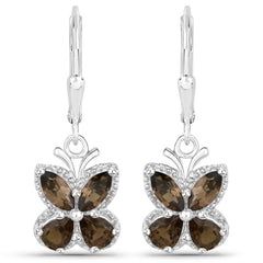 2.20 Carat Genuine Smoky Quartz .925 Sterling Silver Earrings