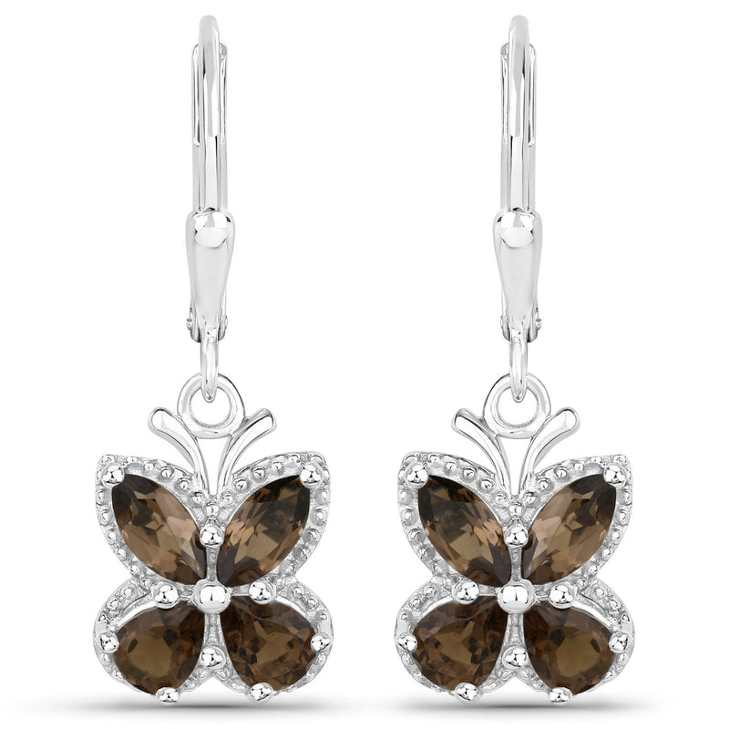 2.20 Carat Genuine Smoky Quartz .925 Sterling Silver Earrings