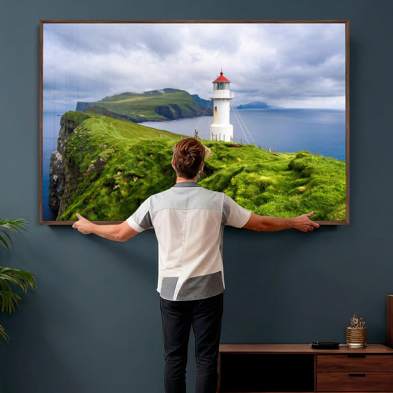 Coastal Lighthouse Wall Art Canvas Print, Cliffside Ocean