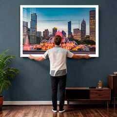 Chicago Wall Art Canvas Print - Chicago City Downtown Night