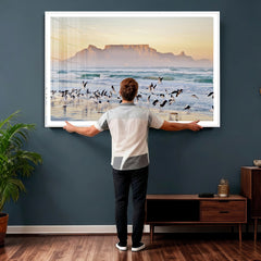 Seagulls Over Ocean Wall Art Canvas Print – Coastal Beach