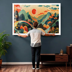 Yayoi Kusama Boho Mountain Landscape Large Wall Art,