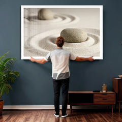 Zen Garden Stone Sand Canvas | Japanese Rock Garden Wall Art