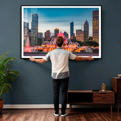 Chicago Wall Art Canvas Print - Chicago City Downtown Night