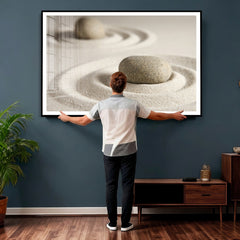 Zen Garden Stone Sand Canvas | Japanese Rock Garden Wall Art