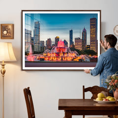 Chicago Wall Art Canvas Print - Chicago City Downtown Night
