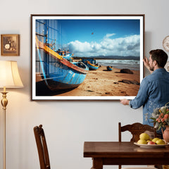 Fishing Boats Wall Art Canvas Print, Coastal Boat Beach