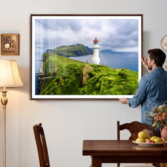 Coastal Lighthouse Wall Art Canvas Print, Cliffside Ocean