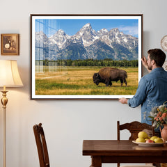 Bison in Mountain Landscape Wall Art Canvas Print – Western