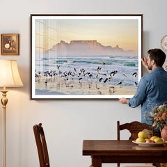 Seagulls Over Ocean Wall Art Canvas Print – Coastal Beach