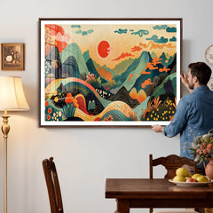 Yayoi Kusama Boho Mountain Landscape Large Wall Art,
