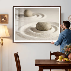 Zen Garden Stone Sand Canvas | Japanese Rock Garden Wall Art