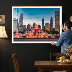 Chicago Wall Art Canvas Print - Chicago City Downtown Night