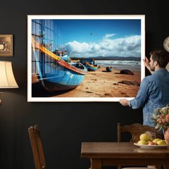 Fishing Boats Wall Art Canvas Print, Coastal Boat Beach