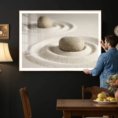 Zen Garden Stone Sand Canvas | Japanese Rock Garden Wall Art