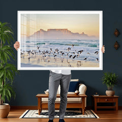 Seagulls Over Ocean Wall Art Canvas Print – Coastal Beach