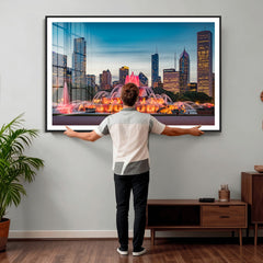 Chicago Wall Art Canvas Print - Chicago City Downtown Night