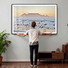 Seagulls Over Ocean Wall Art Canvas Print – Coastal Beach