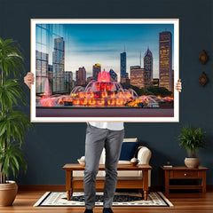 Chicago Wall Art Canvas Print - Chicago City Downtown Night