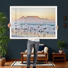 Seagulls Over Ocean Wall Art Canvas Print – Coastal Beach