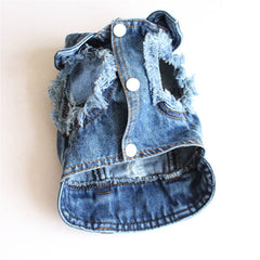 Pet Dog Cat Blue Denim Jeans Jacket Coat Vest