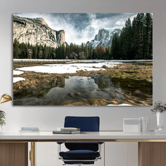 Yosemite Valley Mountain Wall Art Canvas Print, Granite