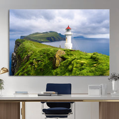 Coastal Lighthouse Wall Art Canvas Print, Cliffside Ocean