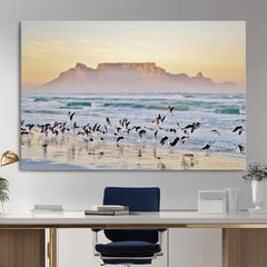 Seagulls Over Ocean Wall Art Canvas Print – Coastal Beach