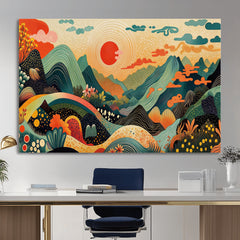 Yayoi Kusama Boho Mountain Landscape Large Wall Art,
