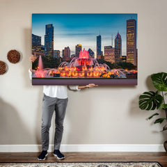 Chicago Wall Art Canvas Print - Chicago City Downtown Night