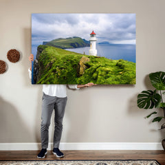 Coastal Lighthouse Wall Art Canvas Print, Cliffside Ocean