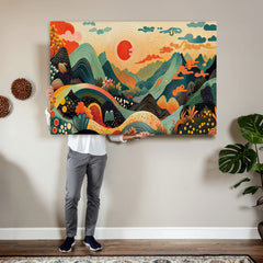 Yayoi Kusama Boho Mountain Landscape Large Wall Art,