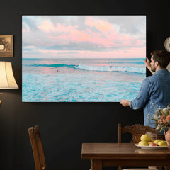Ocean Wave Wall Art Canvas Print, Pastel Surf Seascape