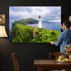 Coastal Lighthouse Wall Art Canvas Print, Cliffside Ocean