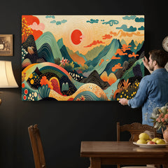 Yayoi Kusama Boho Mountain Landscape Large Wall Art,