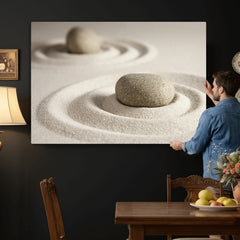Zen Garden Stone Sand Canvas | Japanese Rock Garden Wall Art