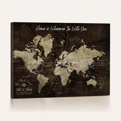 Personalized World Map Canvas Wall Art – Custom Framed Push