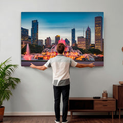 Chicago Wall Art Canvas Print - Chicago City Downtown Night