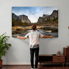 Yosemite Valley Mountain Landscape Wall Art Canvas Print,