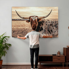 Texas Longhorn Wall Art Canvas Print – Western Cattle Ranch