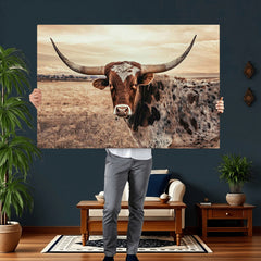 Texas Longhorn Wall Art Canvas Print – Western Cattle Ranch
