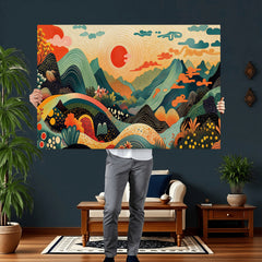 Yayoi Kusama Boho Mountain Landscape Large Wall Art,