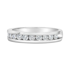 IGI Certified 1/2 Cttw Round Brilliant Cut Diamond 18K White Gold Channel Set Eternity Style Wedding Band Ring (H-I Color, I1-I2 Clarity) - Size 7