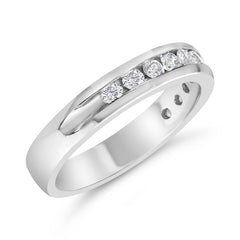 IGI Certified 1/2 Cttw Round Brilliant Cut Diamond 18K White Gold Channel Set Eternity Style Wedding Band Ring (H-I Color, I1-I2 Clarity) - Size 7