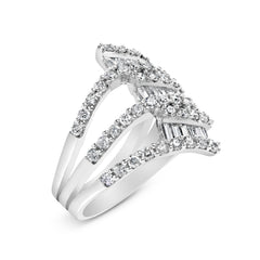 18K White Gold 1 3/4 Cttw Diamond Multi Crossover and Split Shank Cocktail Ring
